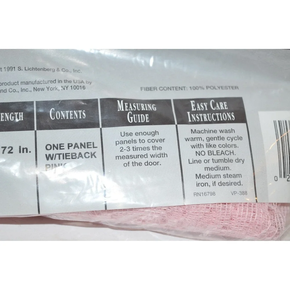 Vtg‎ Pink Lace Door panel Curtains 40
